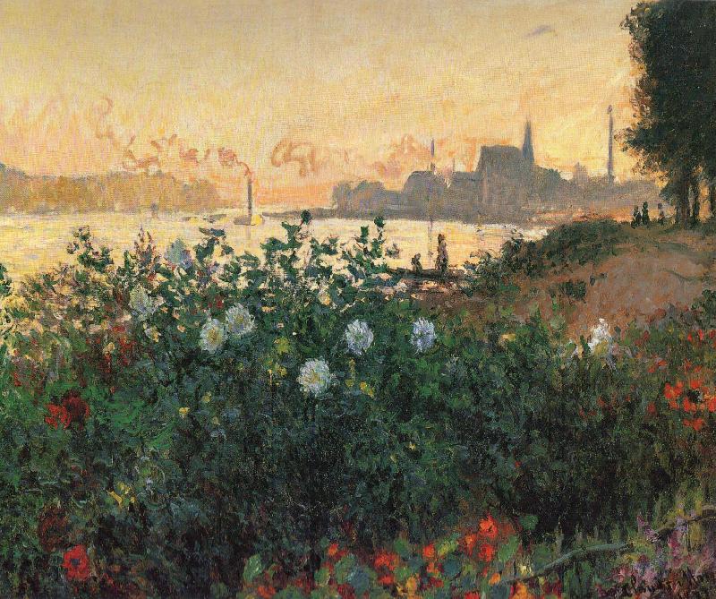 Claude Monet Flowered Riverbank Norge oil painting art